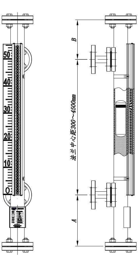 Flap-11Px內(nèi)襯型磁翻板液位計(jì)尺寸